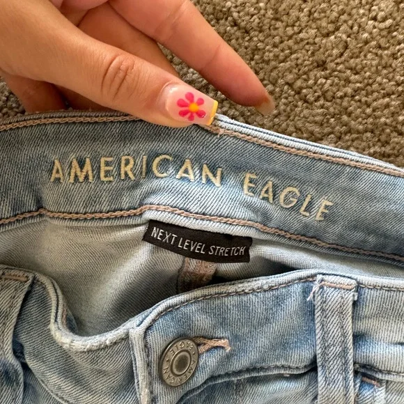 American Eagle Outfitters Blue Skinny Jeans Distressed Style - Picture 2 of 5